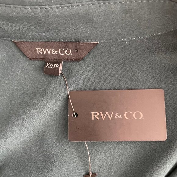 RW&CO. Button Down Long Sleeve Polyester Jersey Shirt Green Sz XS NWT - Picture 7 of 13